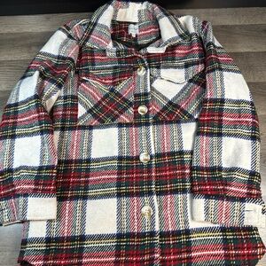 Ellison woman’s small Plaid Pea Coat - Red, Blue, White